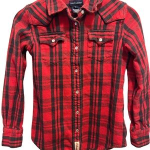Ralph Lauren Girl’s Red Plaid Flannel Shirt